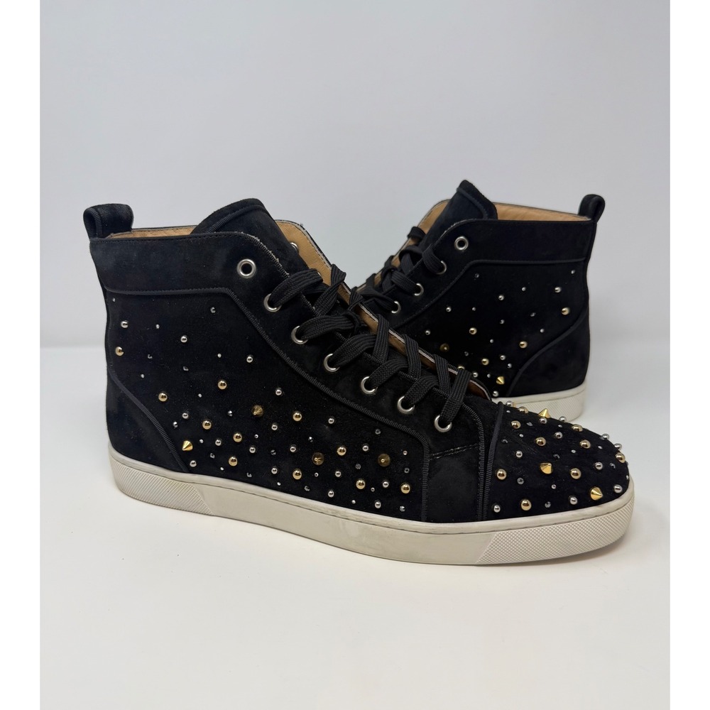 Christian Louboutin Louis Orlato Black Suede Spike Sneaker Size 13 US 46 EU